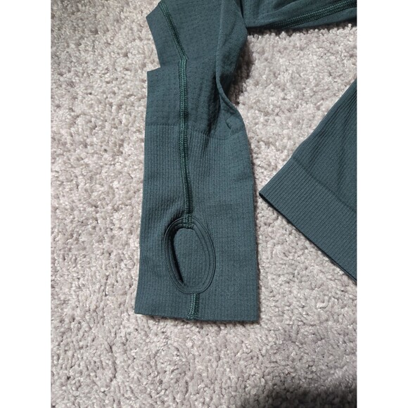 Gymshark Vital Seamless 2.0 Long Sleeve Crop Top Mock Neck Dark Green - Picture 4 of 4
